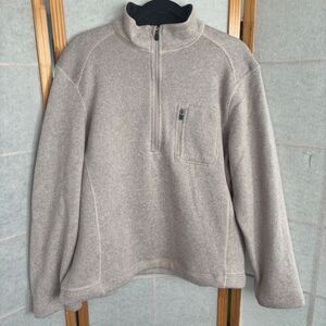 Woolrich Mens Size L 1/4 Zip Pullover‎ Oatmeal 100% Polyester Sweater Jacket